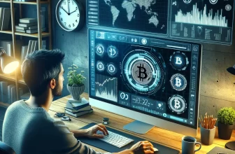 Person using computer to earn cryptocurrencies online